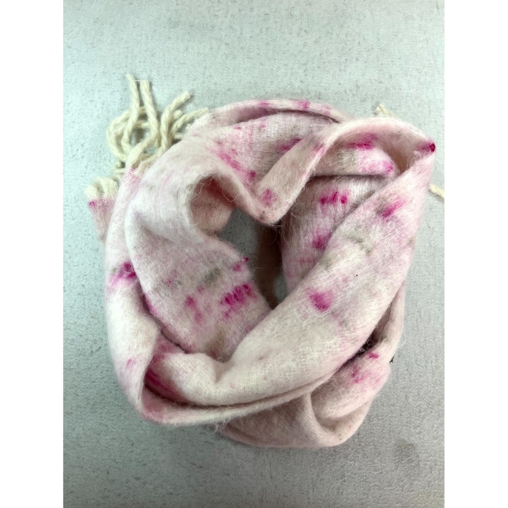 Pieces Jasmine Long Scarf Womens One Size Pink White Casual Mohair Look Fringe